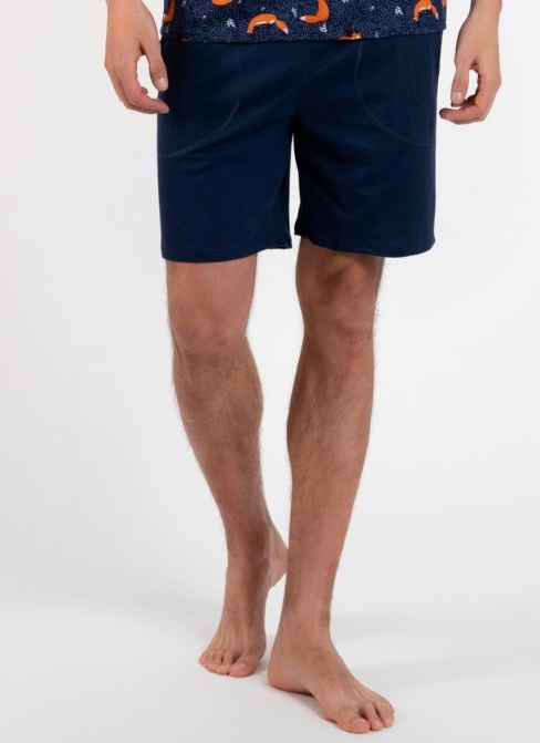 Pánské pyžamo ITALIAN FASHION WITALIS krátká print/tmavě modrá