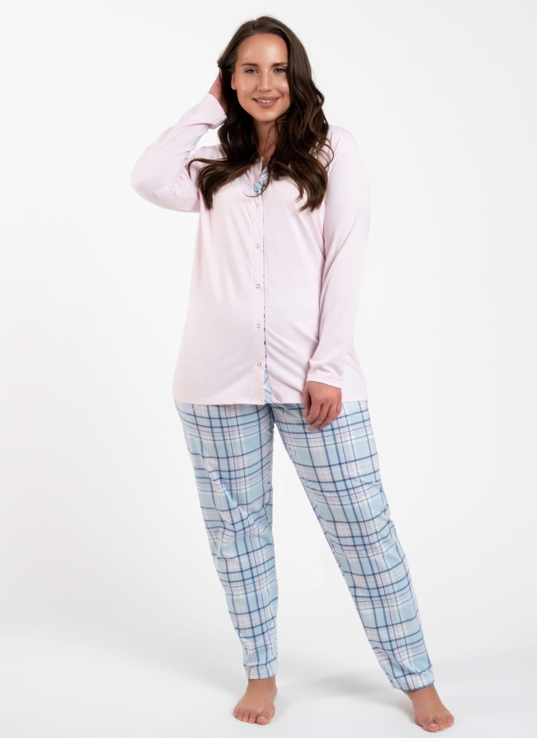 Pijama dama ITALIAN FASHION EMILLY lung roz/print