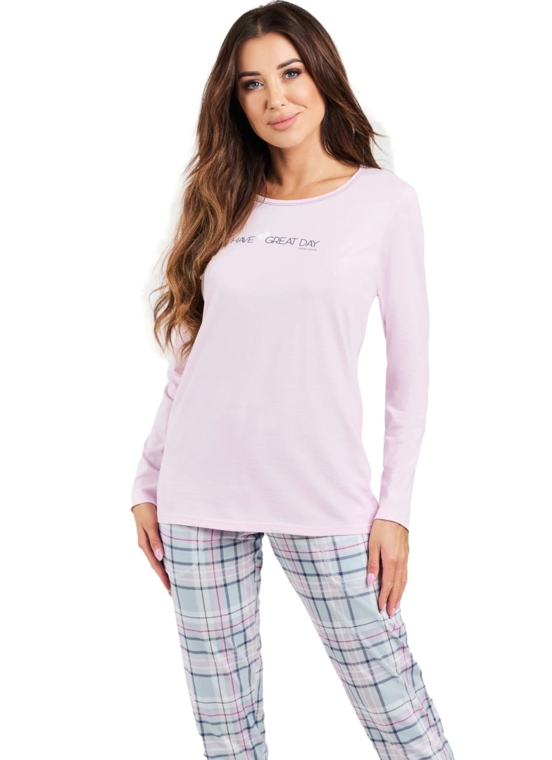 Pijama dama ITALIAN FASHION GLAMOUR lung roz/print