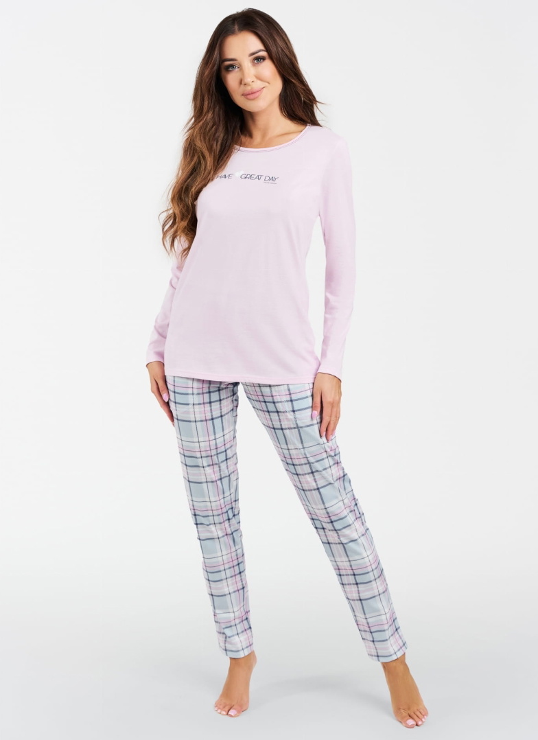 Pijama dama ITALIAN FASHION GLAMOUR lung roz/print