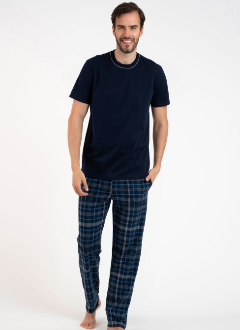 Pánské pyžamo ITALIAN FASHION RUBEN kr.dl tmavě modrá/print