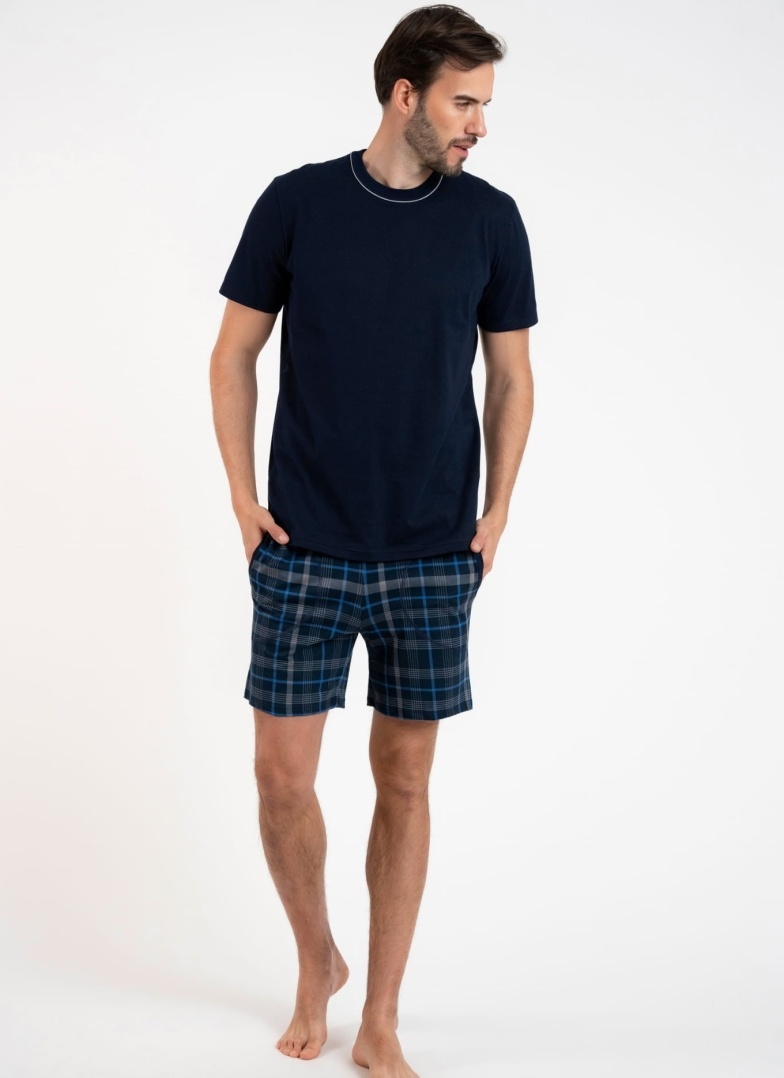 Pánské pyžamo ITALIAN FASHION RUBEN krátká tmavě modrá/print