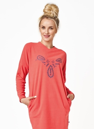 Fleecová noční košile KEY.1072 korálová