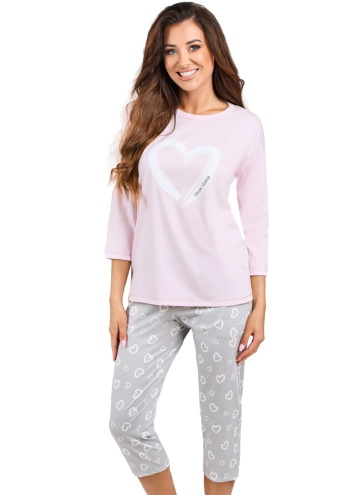 Pijama pentru femei ITALIAN FASHION NOELIA 3/4+3/4 roz/print