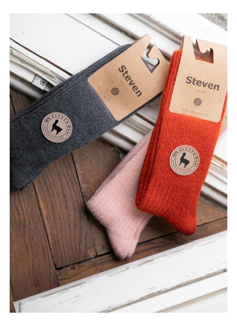 Ponožky s alpacké vlny STEVEN.1044 světle růžová