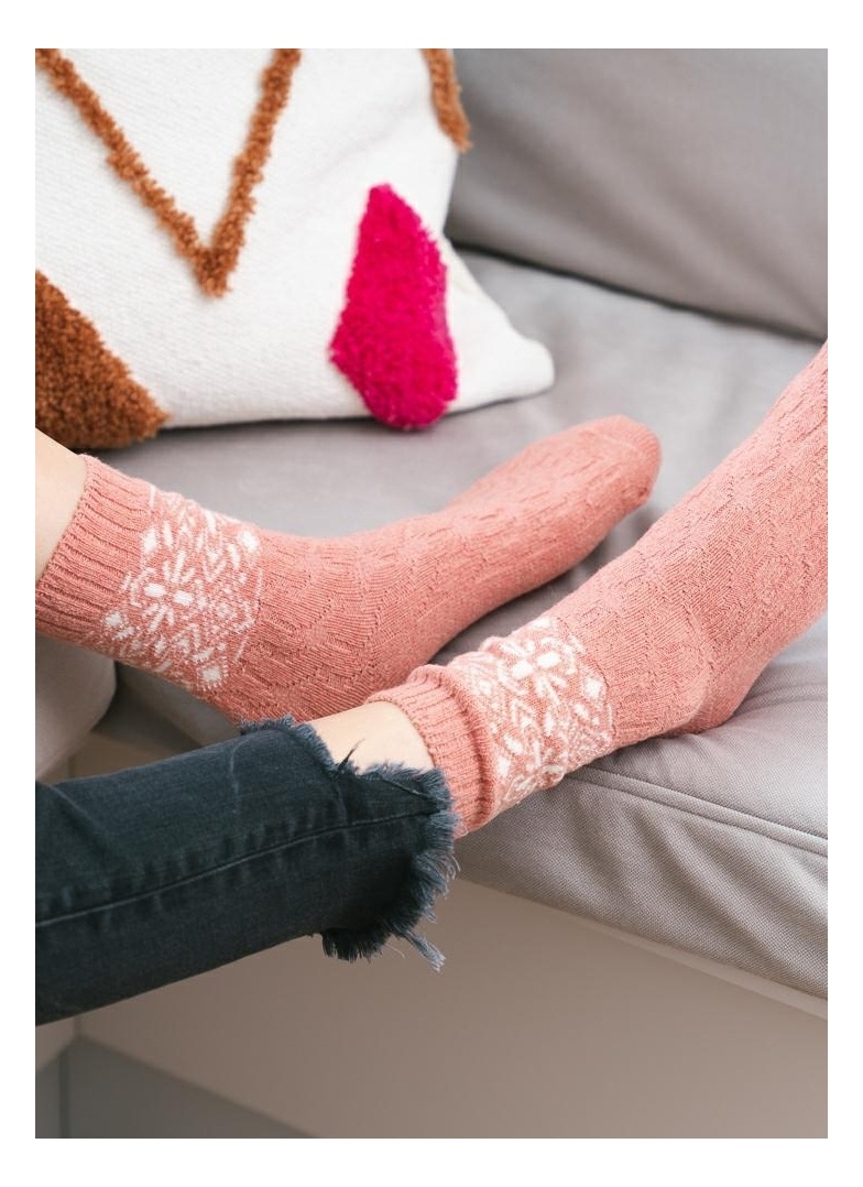 Dámské vlněné ponožky se vzorem STEVEN.1093 růžová