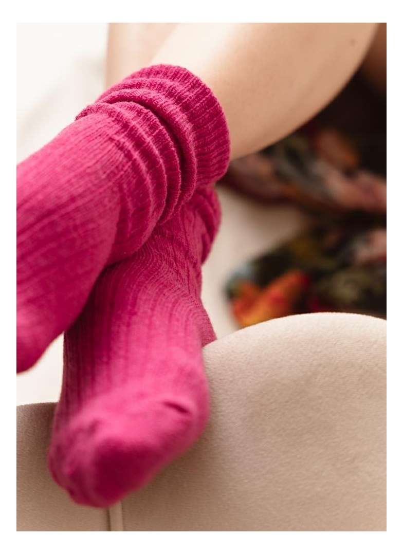 Dámské pruhované vlněné ponožky STEVEN.1093 růžová