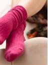 Dámské pruhované vlněné ponožky STEVEN.1093 růžová