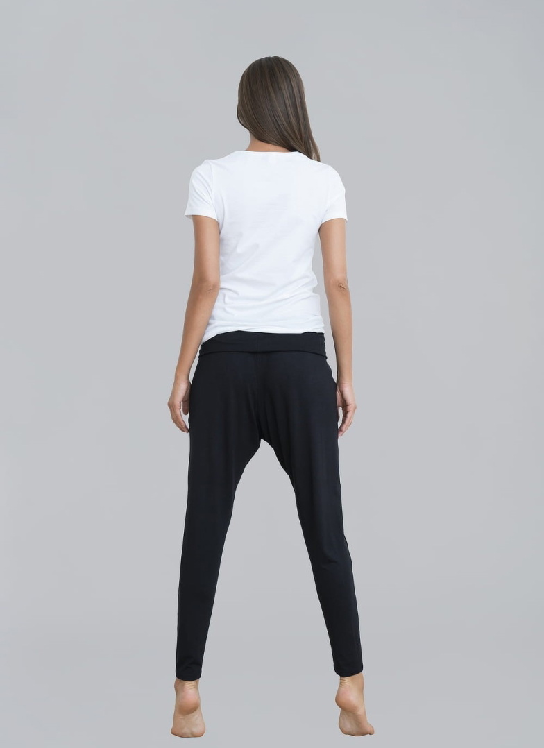 Pantaloni dama ITALIAN FASHION GREY lung negru