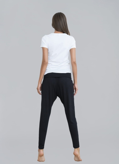 Pantaloni dama ITALIAN FASHION GREY lung negru