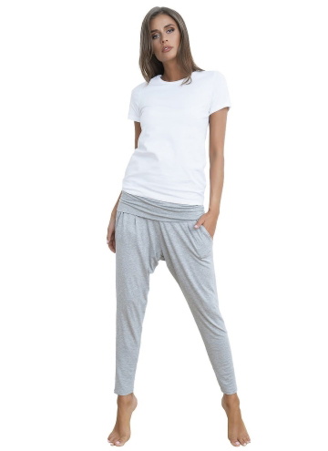 Pantaloni dama ITALIAN FASHION GREY lung melange