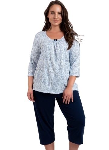 Dámské pyžamo ITALIAN FASHION ANTONIA 3/4+3/4 print modrá/tmavě modrá