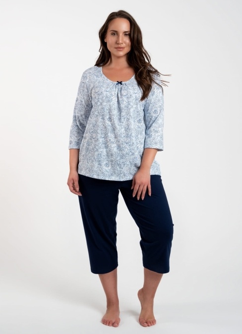 Dámské pyžamo ITALIAN FASHION ANTONIA 3/4+3/4 print modrá/tmavě modrá