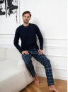 Pijama bărbați ITALIAN FASHION RUBEN lung albastru închis/print