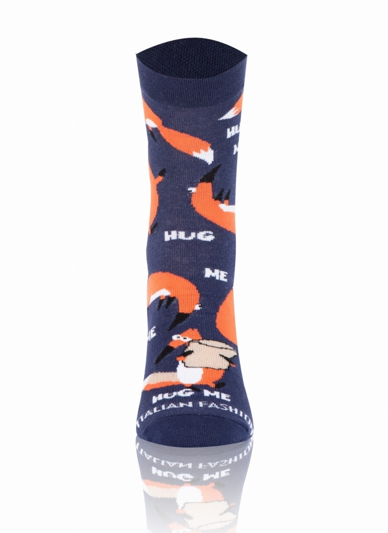 Ponožky ITALIAN FASHION S160D WITALIS dlouhé tmavě modrá/oranžová