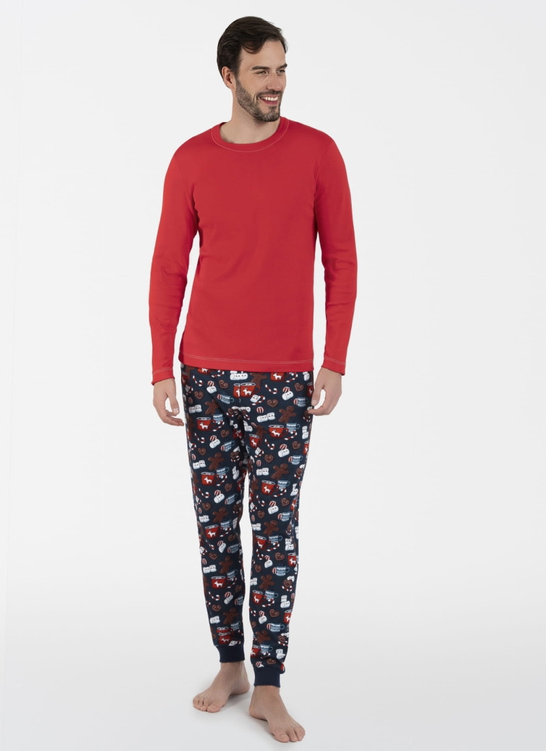 Pijama bărbați ITALIAN FASHION ROJAS lung roșu/print