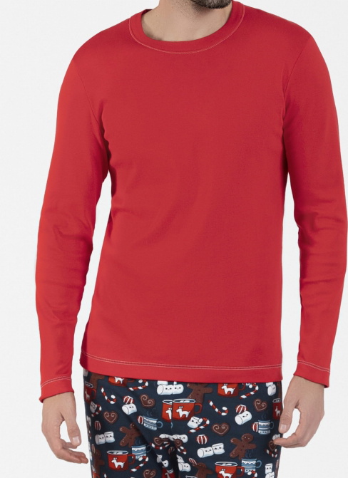 Pijama bărbați ITALIAN FASHION ROJAS lung roșu/print