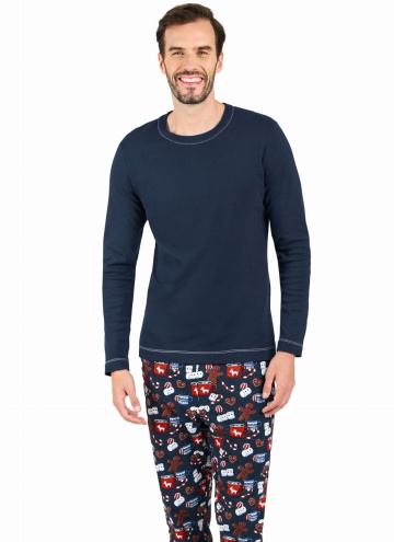 Pijama pentru bărbați ITALIAN FASHION ROJAS lung albastru închis/print