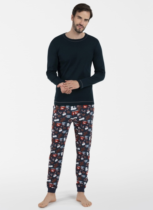 Pijama bărbați ITALIAN FASHION ROJAS lung albastru închis/print