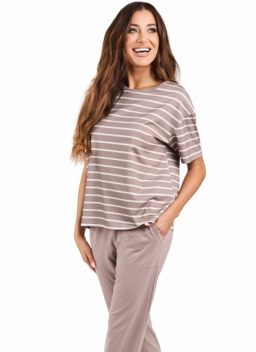 Pijama pentru femei ITALIAN FASHION BETTY scurt lung CAPPUCCINO/CAPPUCCINO