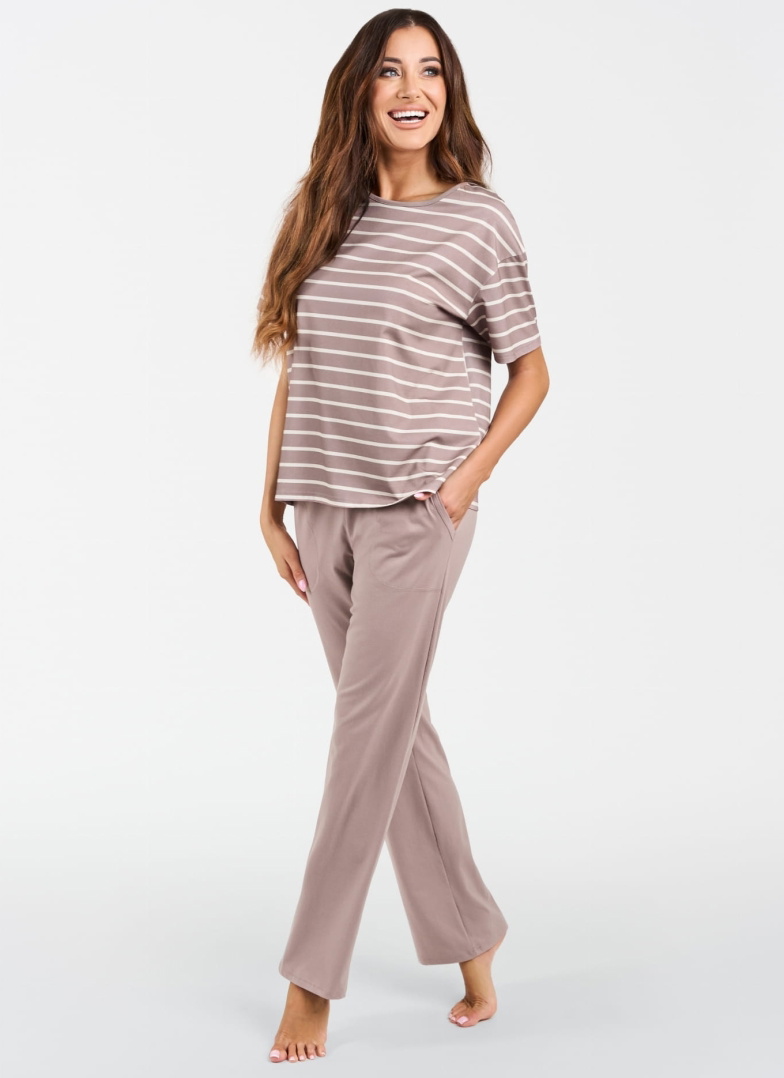 Pijama dama ITALIAN FASHION BETTY scurt lung CAPPUCCINO/CAPPUCCINO