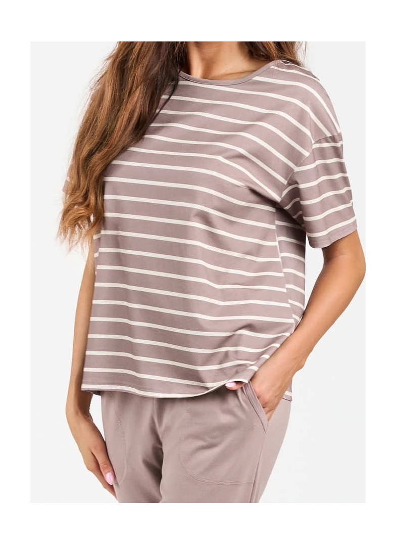 Pijama dama ITALIAN FASHION BETTY scurt lung CAPPUCCINO/CAPPUCCINO