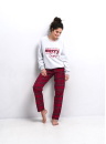 Pijama dama SENSIS.1327 gri/roșu SOFT/ FLANEL