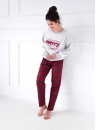 Pijama dama SENSIS.1327 gri/roșu SOFT/ FLANEL