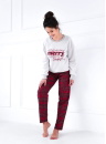 Pijama dama SENSIS.1327 gri/roșu SOFT/ FLANEL