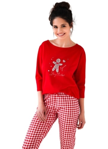 Piżama damska Sensis CHRISTMAS COOKIE czerwony/ biały