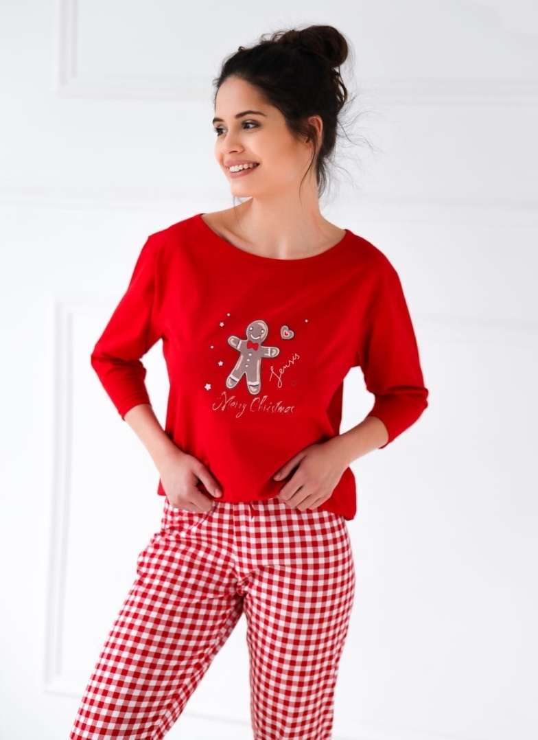 Piżama damska Sensis CHRISTMAS COOKIE czerwony/ biały