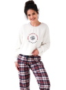 Pijama călduroasă dama SENSIS.1345 off-white/ albastru închis/ roșu