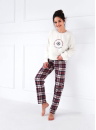 Pijama călduroasă dama SENSIS.1345 off-white/ albastru închis/ roșu