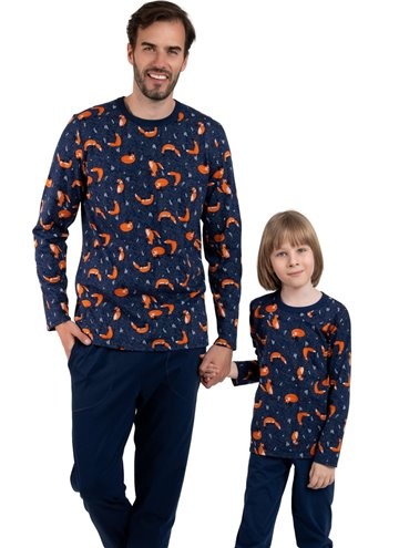 Zestaw piżamowy dla taty i syna w liski 
