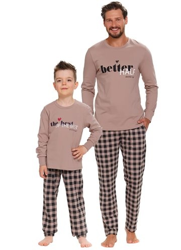 Zestaw piżamowy dla taty i syna BEIGE