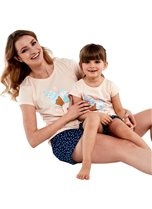 Zestaw piżam dla mamy i córki w kolorze brzoskwiniowym