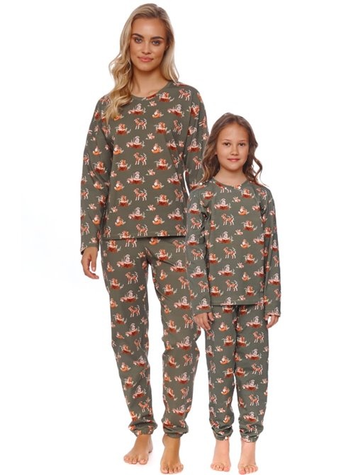 Pyžamová souprava FOREST GREEN ORGANIC pro matku a dceru