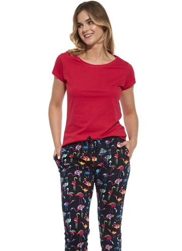 Komplet T-shirt i spodnie we flamingi Cornette