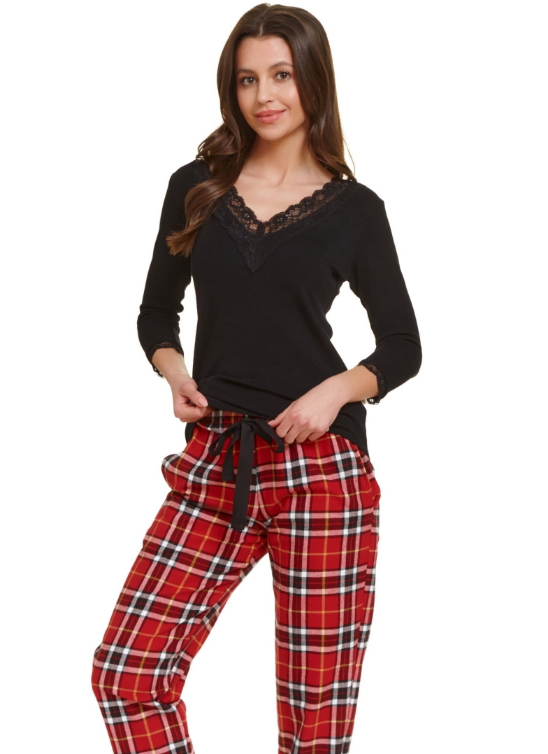 Női pizsama DOCTOR NAP PM.5249 BLACK flanel