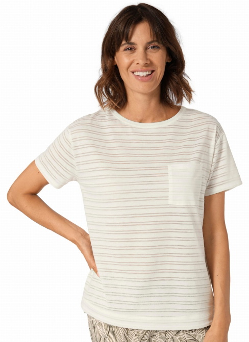 Tricou de pijama TRIUMPH MIX & MATCH TOP SSL 01 BURNOUT SILK WHITE