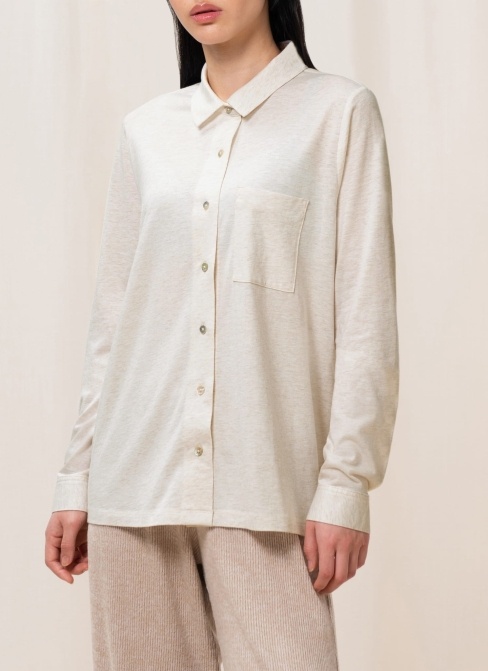 Koszula piżamowa Triumph Mix & Match JERSEY SHIRT WHITE - LIGHT COMBINATION