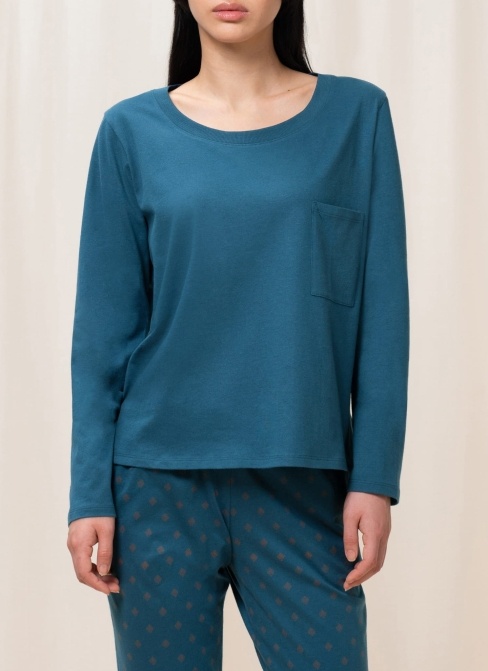 Koszulka piżamowa Triumph Mix & Match LSL TOP Chest Pocket 01 SMOKY BLUE