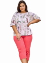 Pijama dama TARO.1483 alb flori