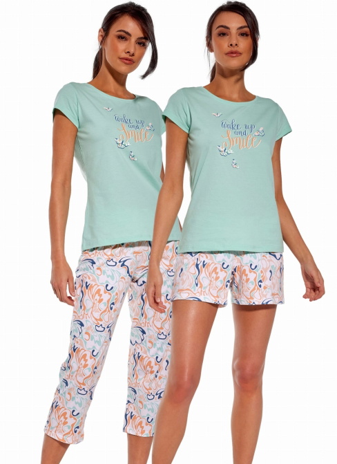 Pijama dama CORNETTE.1675 verde WAKE UP 3PACK