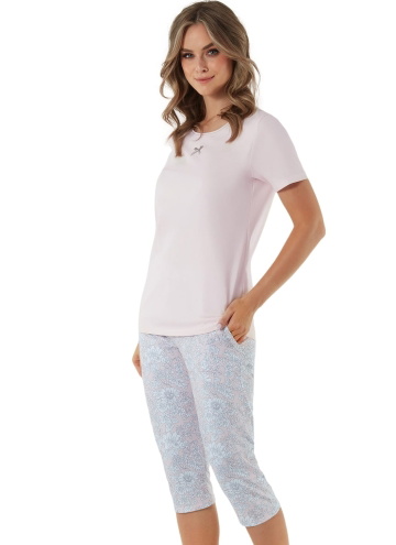 Pijama dama ITALIAN FASHION TACOMA scurt 3/4 salmon/print