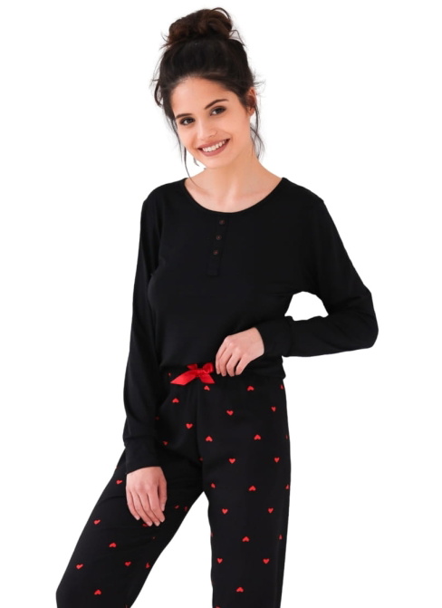 Pijama dama SENSIS.1339 negru/roșu