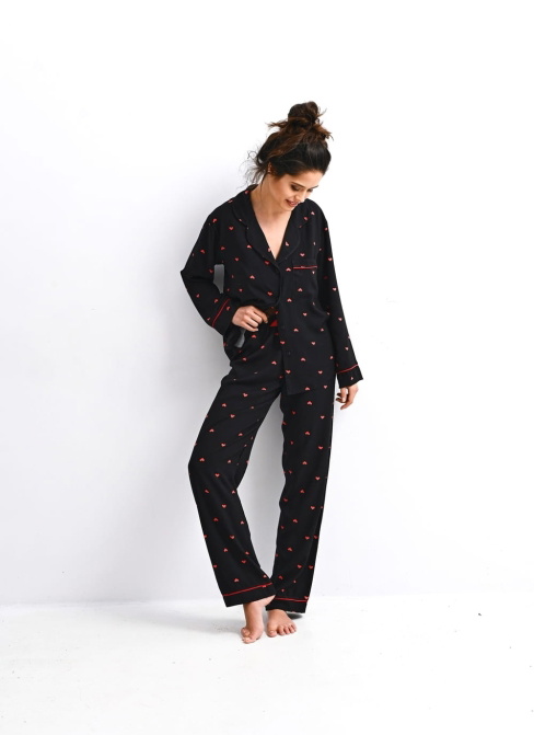 Pijama dama SENSIS.1288 negru/roșu