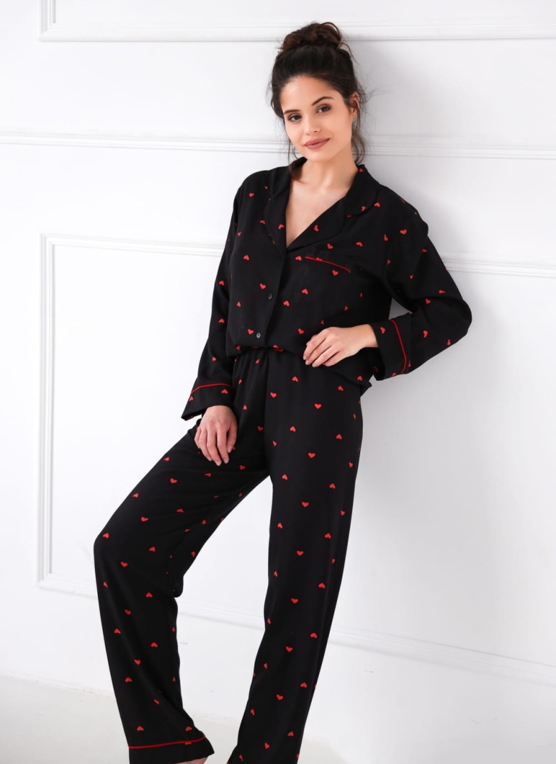 Pijama dama SENSIS.1288 negru/roșu