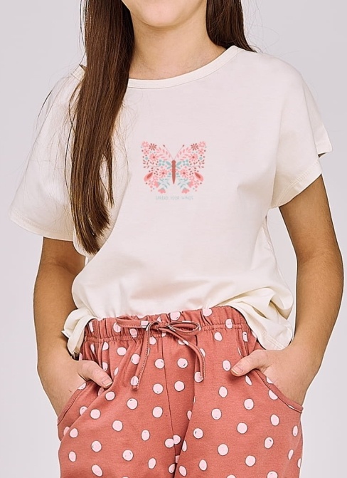 Piżama dziewczęca TARO.1645 kremowy