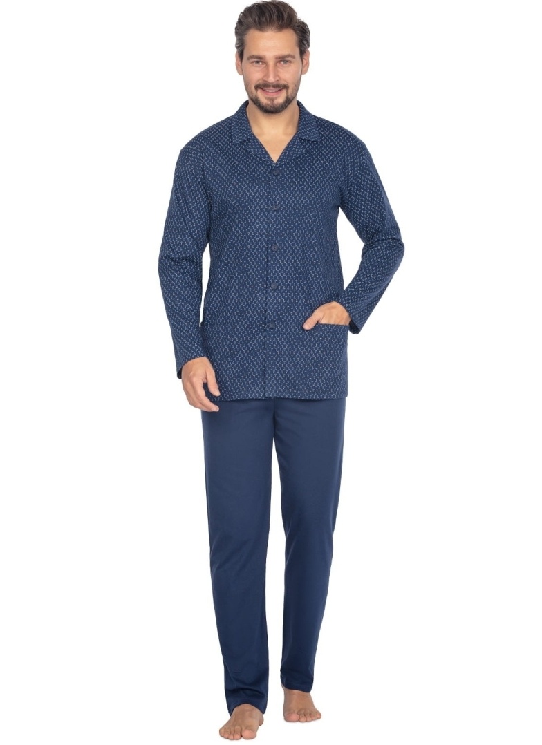 Rozepínací pásnké pyžamo REGINA.1384 tmavě modrá